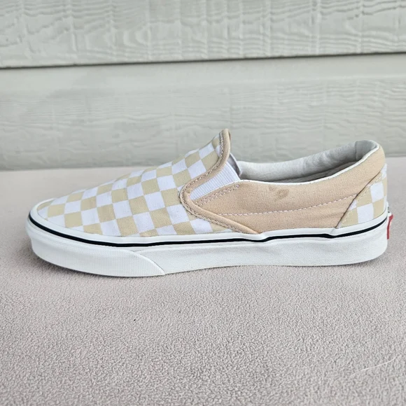 Vans Classic Slip-On Checkerboard Peach Sneaker Women SZ 8 Canvas Casual - Picture 3 of 12